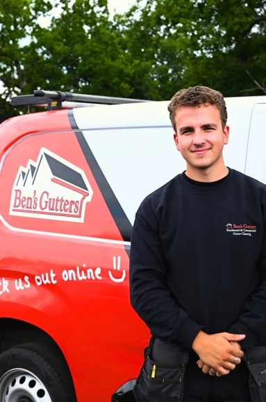 our gutter cleaner in Edinburgh standing by company vehicle